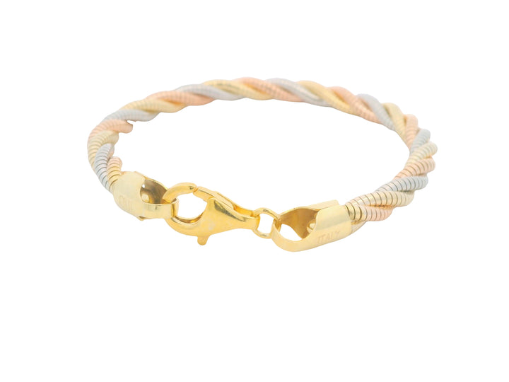 92.5 Sterling Silver Tri-Colour Snake Twist  Bracelet 25488