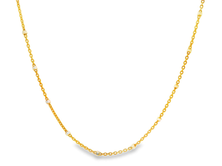 92.5 Sterling Silver Minimalist Dual-Tone Tube Bead Chain 25490