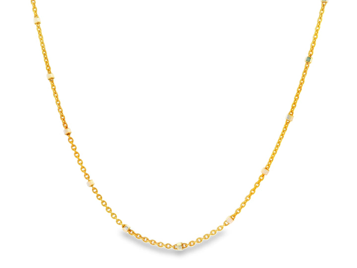 92.5 Sterling Silver Minimalist Dual-Tone Tube Bead Chain 25490