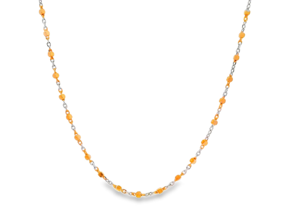 92.5 Sterling Silver Elegant Two-Colour Bead Link Chain 25495