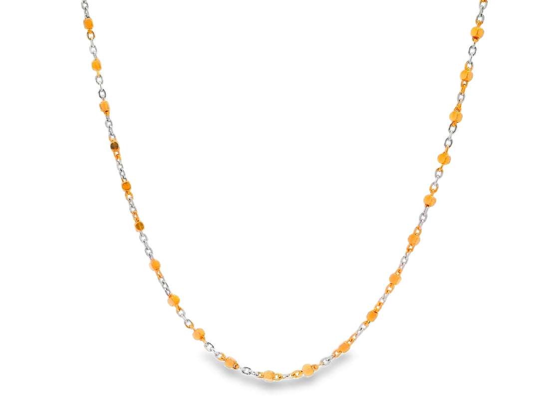 92.5 Sterling Silver Elegant Two-Colour Bead Link Chain 25495