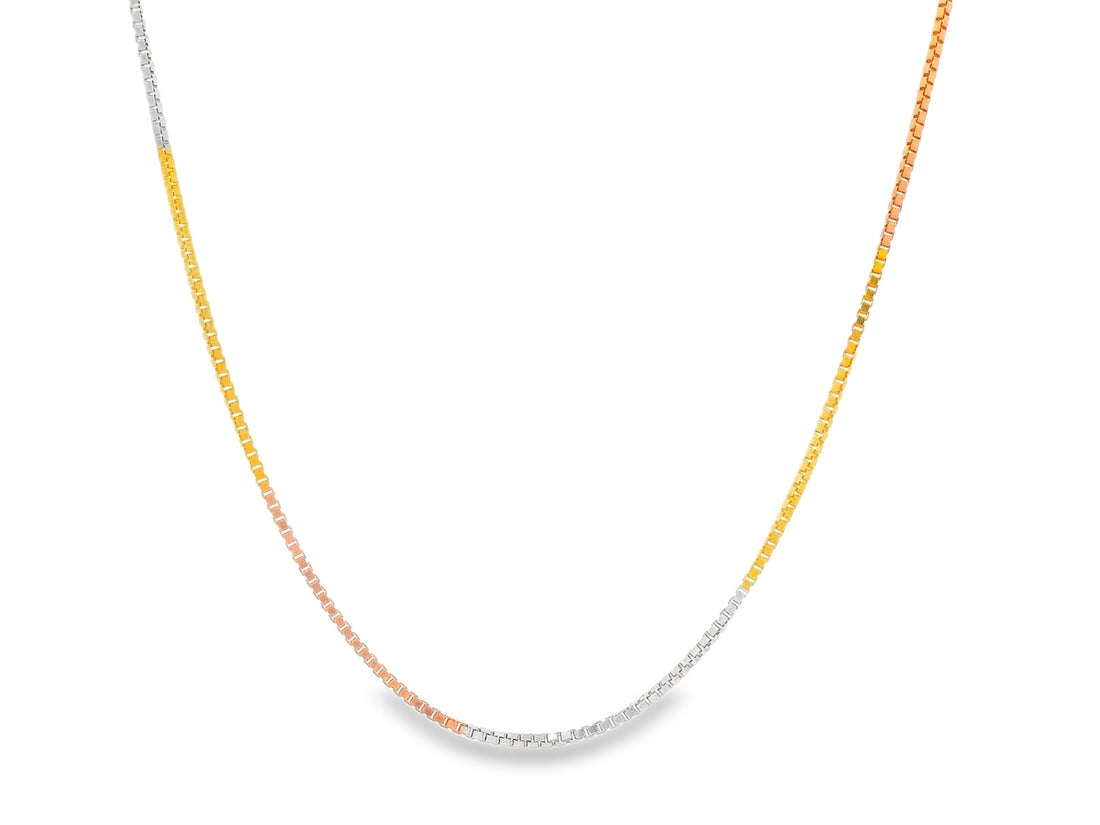 92.5 Sterling Silver Tricolour Glow Box Chain 25500