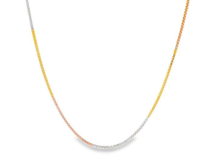 92.5 Sterling Silver Tricolour Glow Box Chain 25500