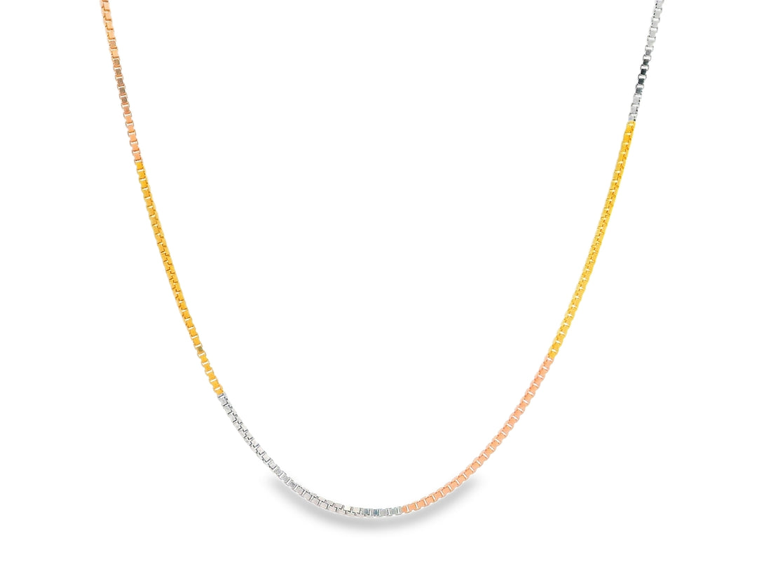 92.5 Sterling Silver Tricolour Glow Box Chain 25500