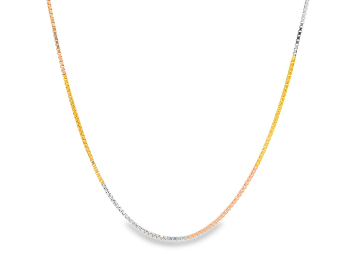 92.5 Sterling Silver Tricolour Glow Box Chain 25500