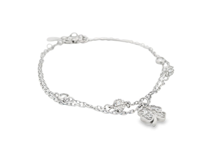 92.5 Sterling Silver Clover Spark Dangling Bracelet  25611