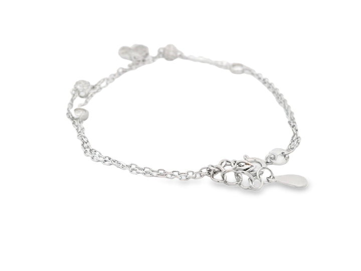 92.5 Sterling Silver Clover Spark Dangling Bracelet  25611