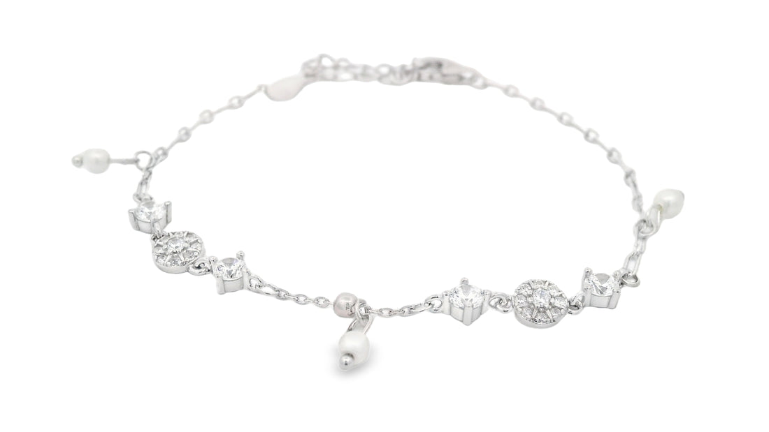 92.5 Sterling Silver Charm Pearl Radiance Bracelet  25690