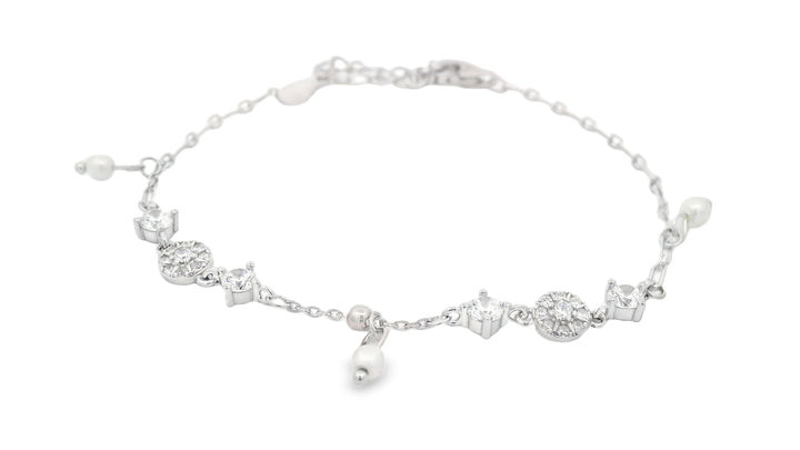 92.5 Sterling Silver Charm Pearl Radiance Bracelet  25690
