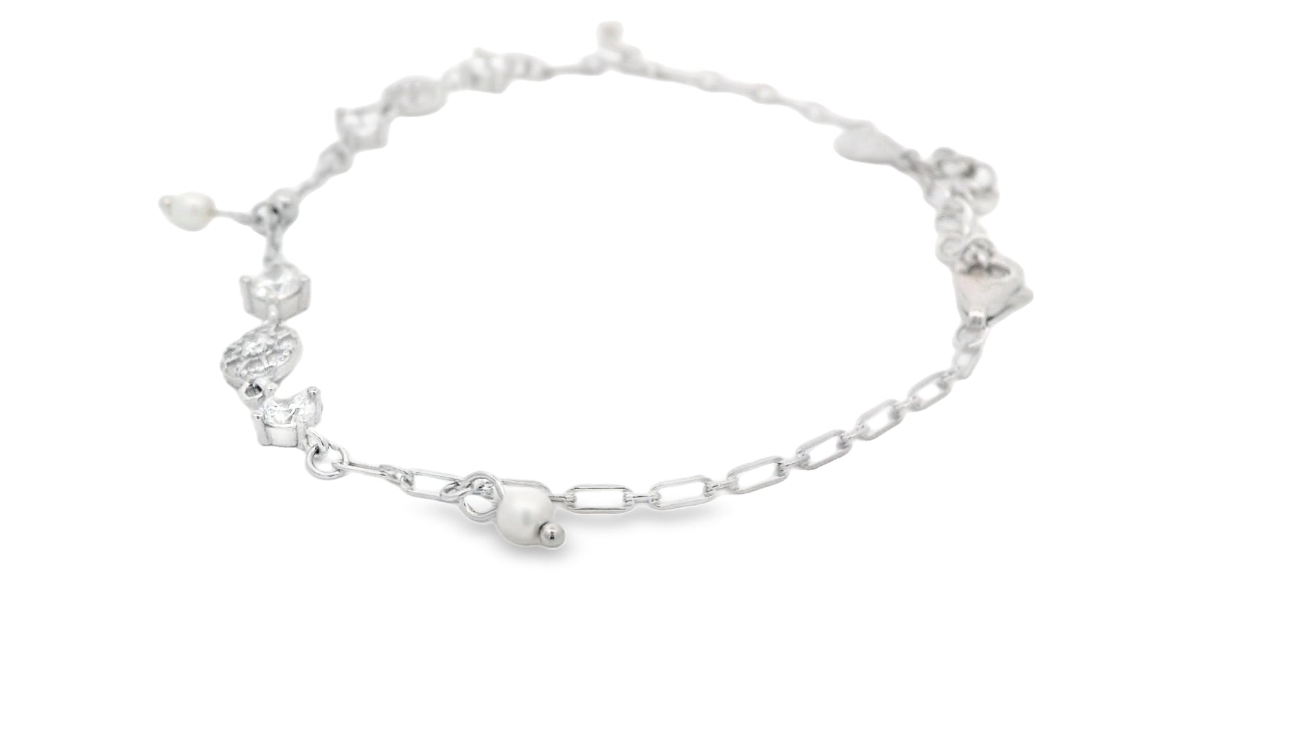92.5 Sterling Silver Charm Pearl Radiance Bracelet  25690