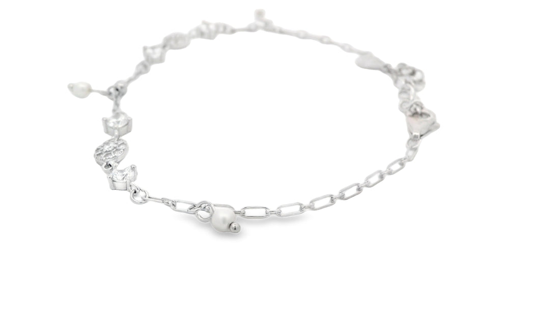 92.5 Sterling Silver Charm Pearl Radiance Bracelet  25690