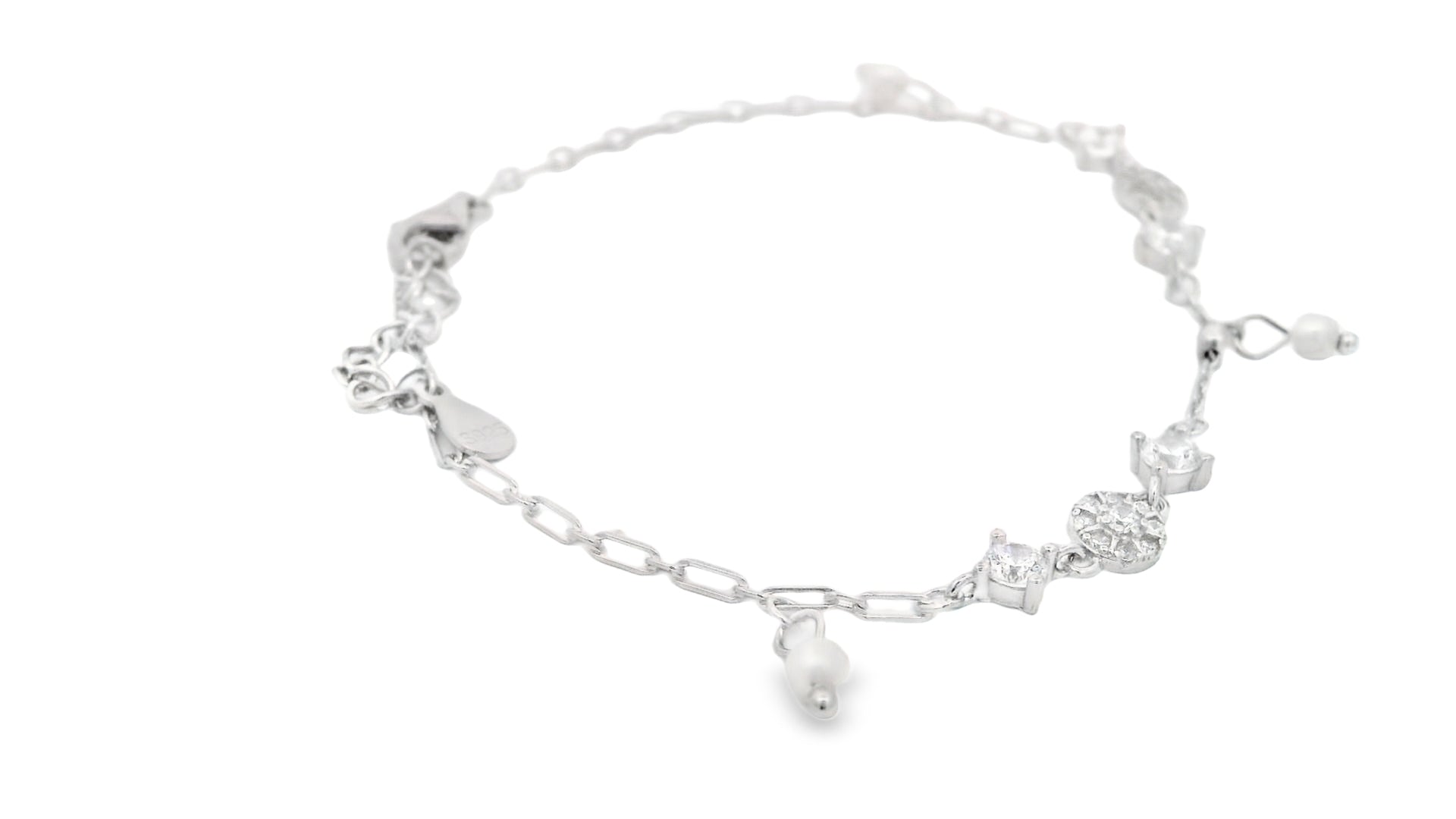 92.5 Sterling Silver Charm Pearl Radiance Bracelet  25690