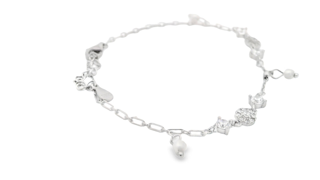 92.5 Sterling Silver Charm Pearl Radiance Bracelet  25690