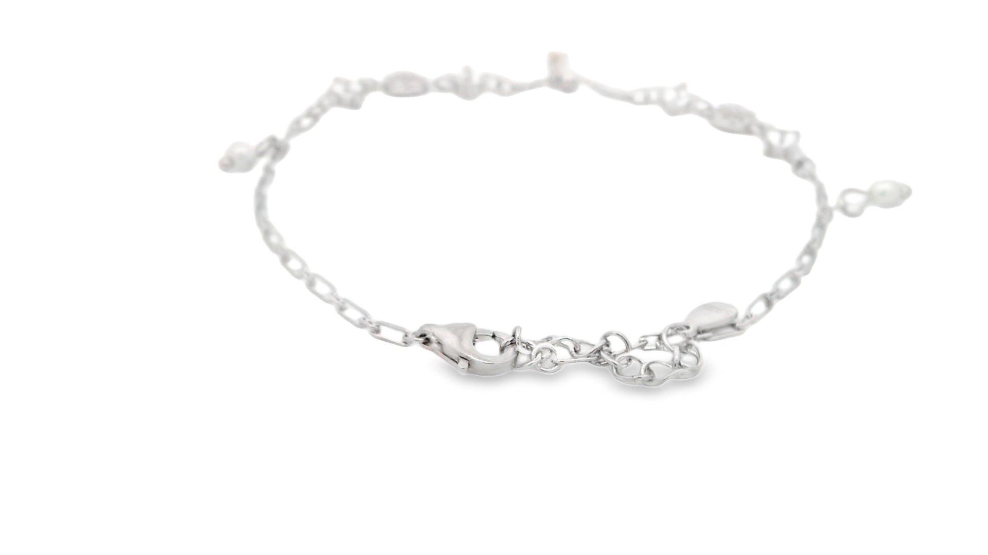 92.5 Sterling Silver Charm Pearl Radiance Bracelet  25690