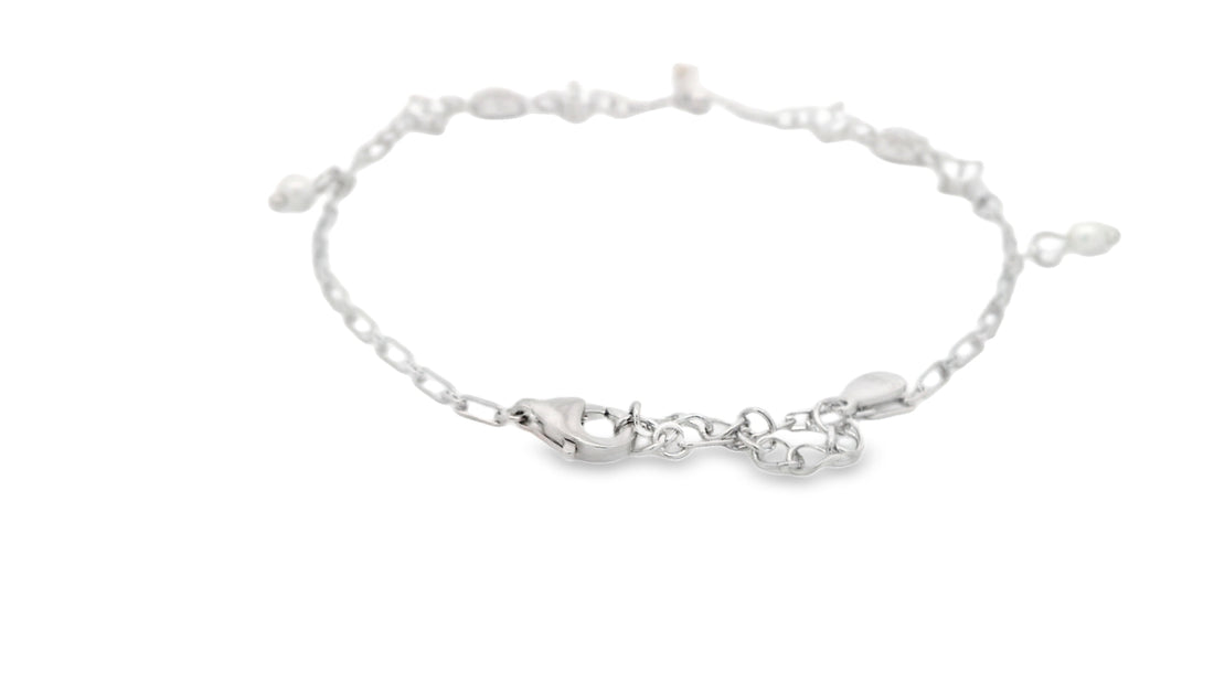 92.5 Sterling Silver Charm Pearl Radiance Bracelet  25690