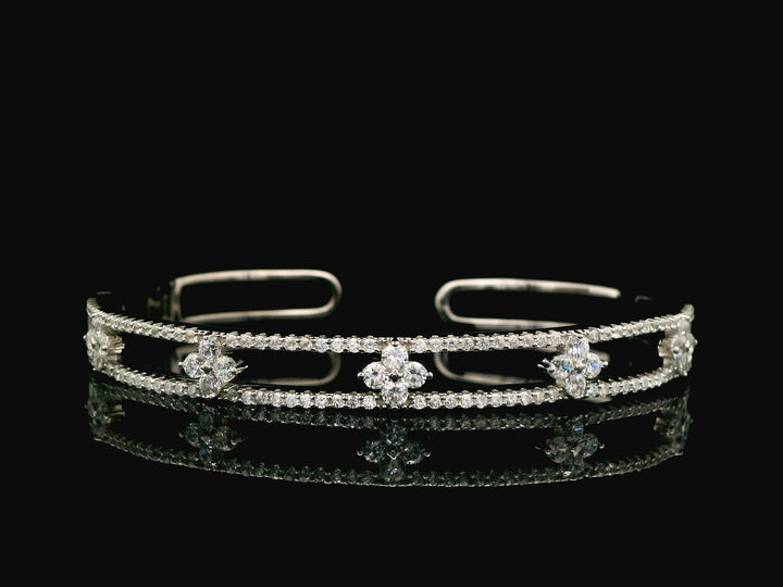 92.5 Sterling Silver Diamond Flora Cuff Kada 25702