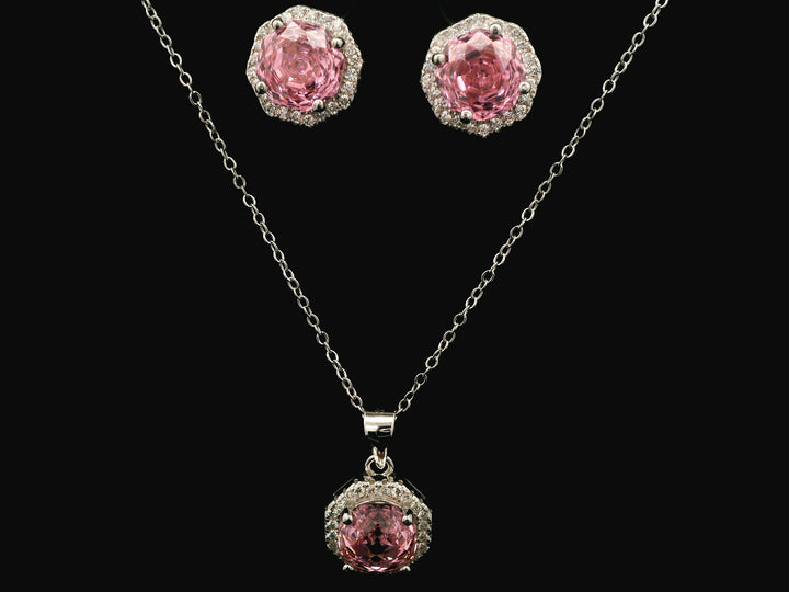 92.5 Sterling Silver Aurora Octa Solitaire Chain Pendant Set   25894