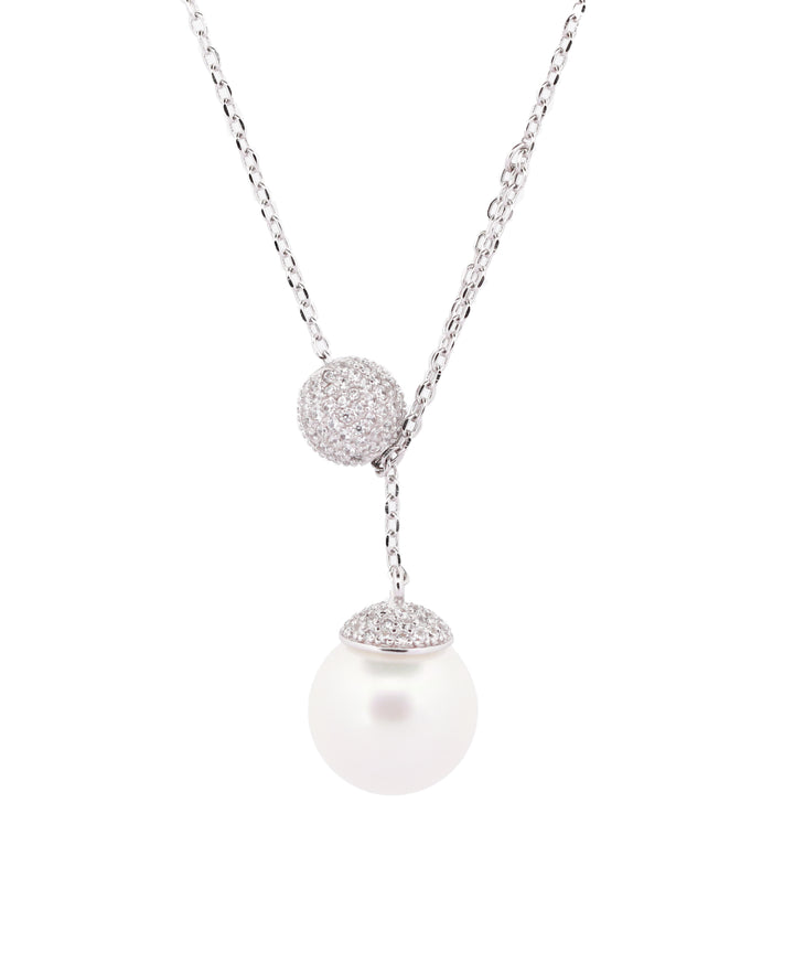 92.5 Sterling Silver Lariat Pearl Chain Pendant 15555