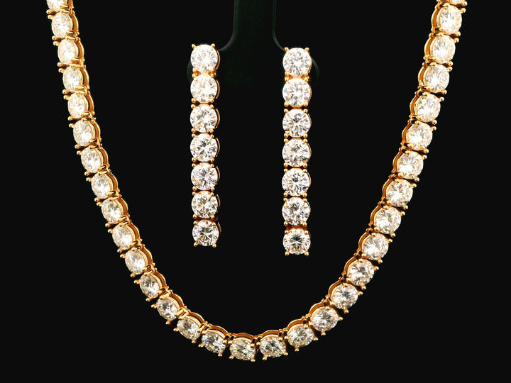 92.5 Sterling Silver Regal Shine Tennis Line Necklace wit Moissanite Diamond 27056