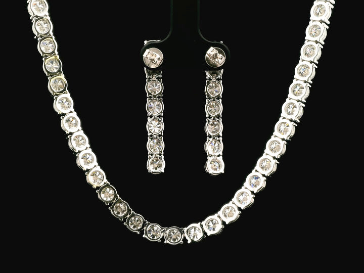 92.5 Sterling Silver Regal Shine Tennis Line Necklace wit Moissanite Diamond 27056