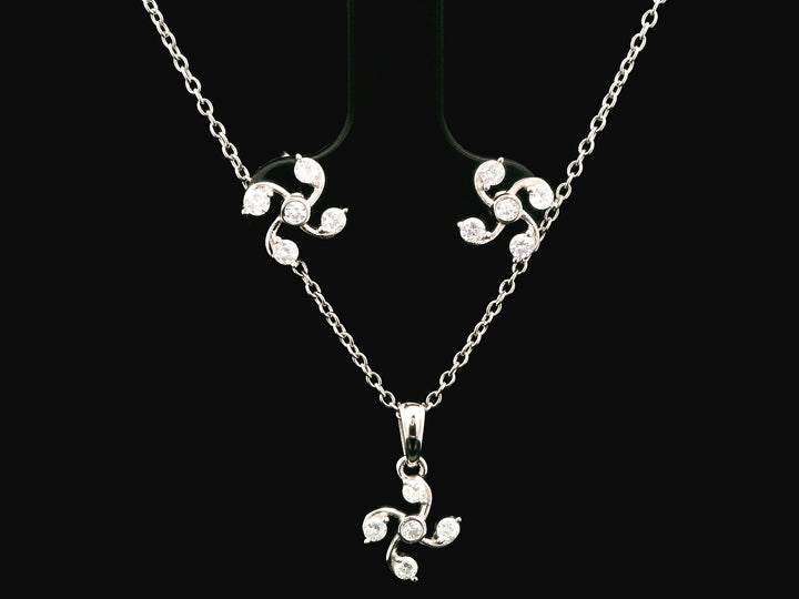 92.5 Sterling Silver Floral Swirl Chain Pendant Set  27215