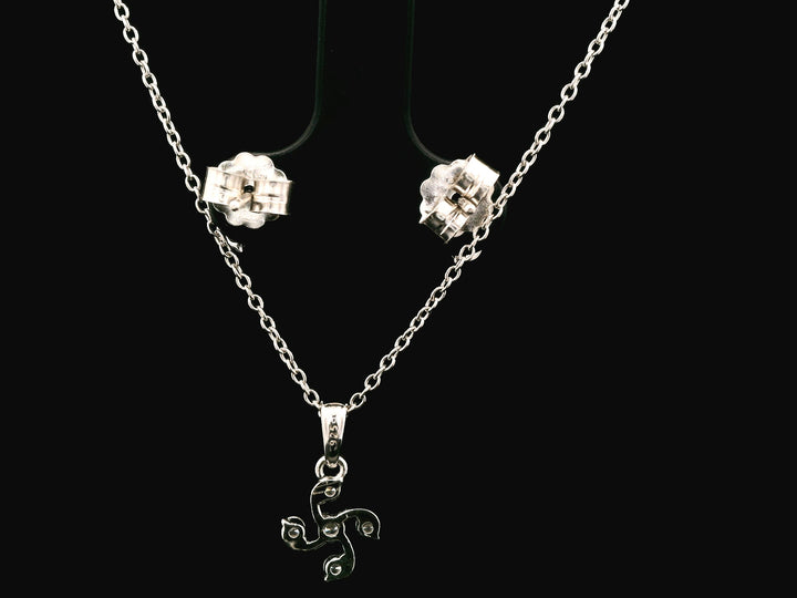 92.5 Sterling Silver Floral Swirl Chain Pendant Set  27215