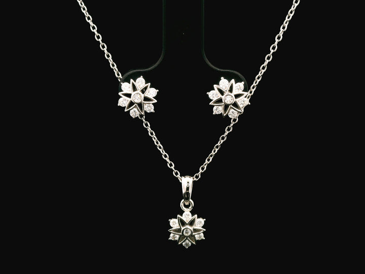 92.5 Sterling Silver Celestial Starburst Chain Pendant Set  27218