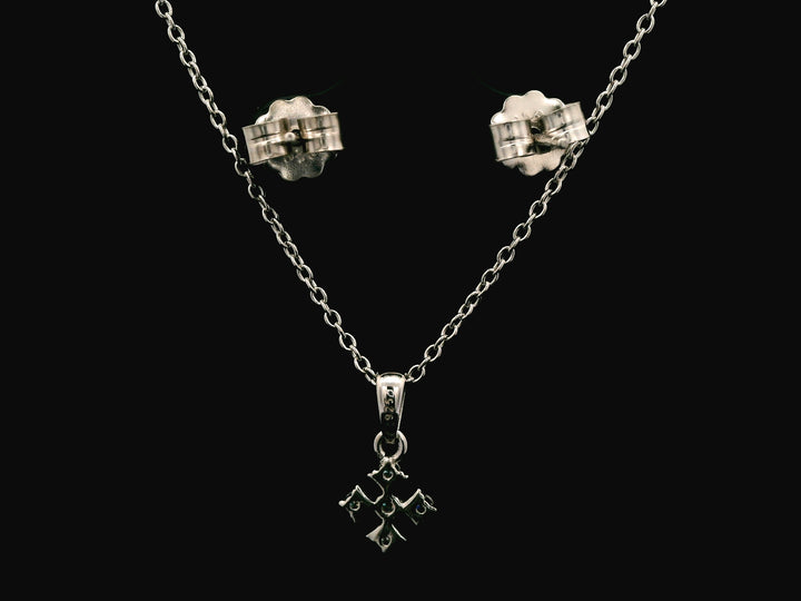 92.5 Sterling Silver Divine Sparkle Cross Chain Pendant Set  27220