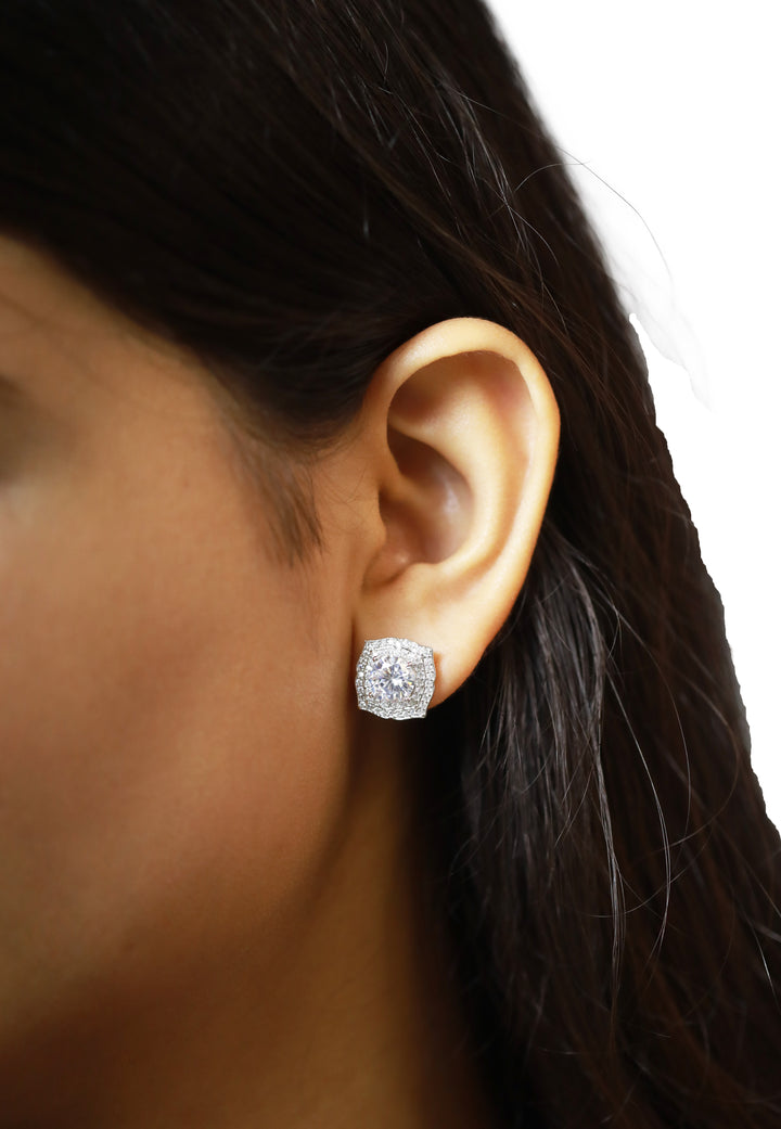 92.5 Sterling Silver Halo stud  Earrings 13258