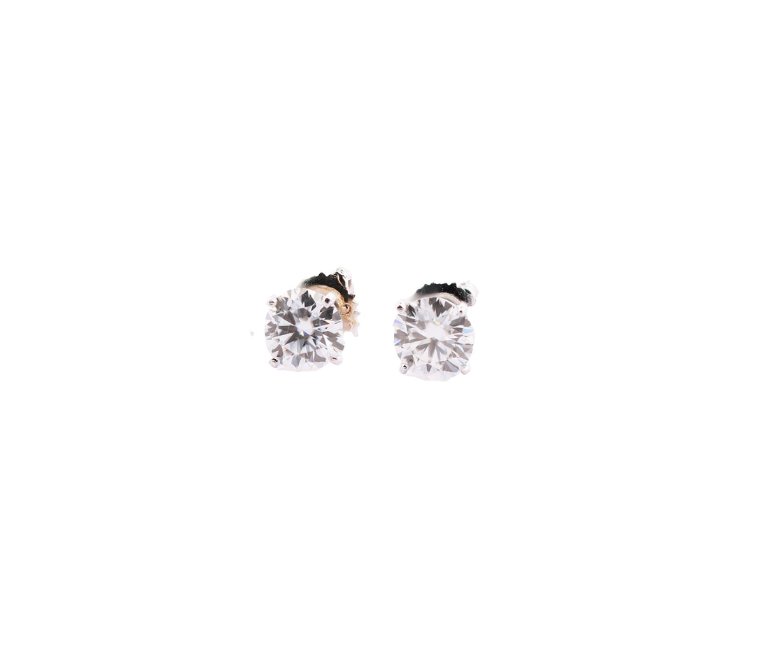 92.5 Sterling Silver with Moissanite Solitaire Stud Earrings 13560