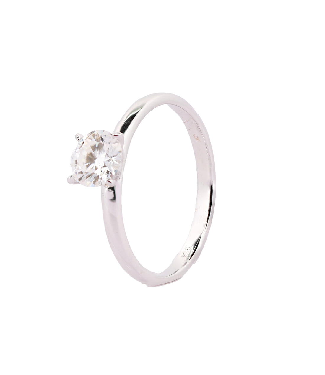 92.5 Sterling Silver Classic Round Solitaire Finger Ring 6784