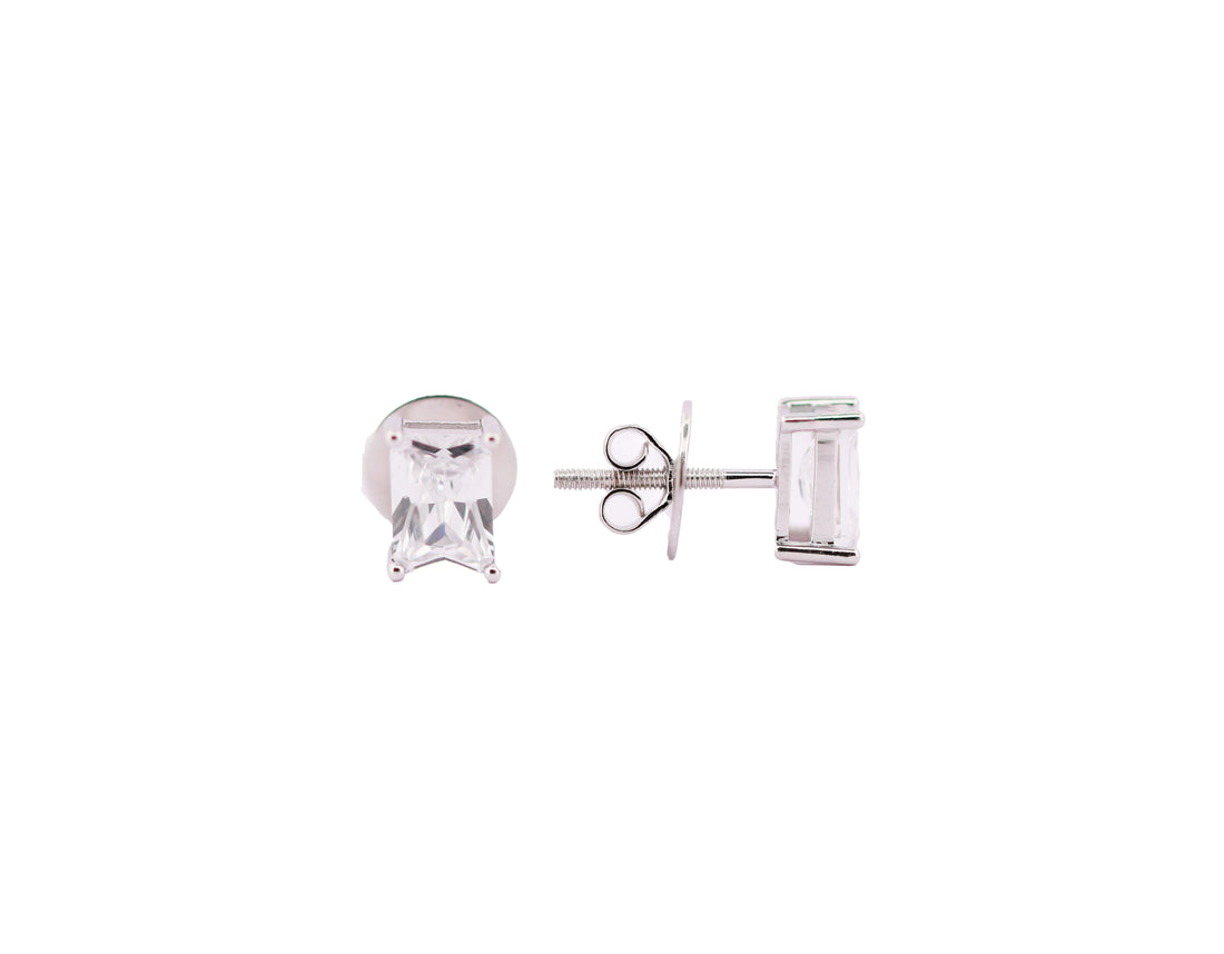 92.5 Sterling Silver Solitaire Stud Earrings 13577