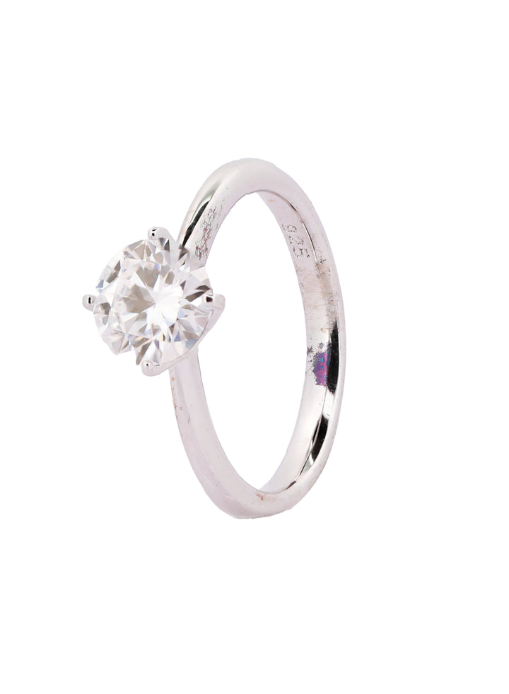92.5 Sterling Silver Minimalist Solitaire Finger Ring 6778