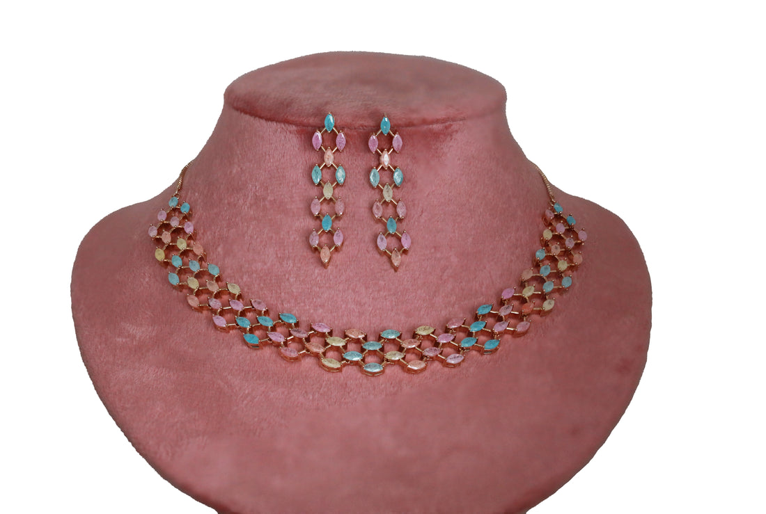Zircon Choker Necklace Set 3047