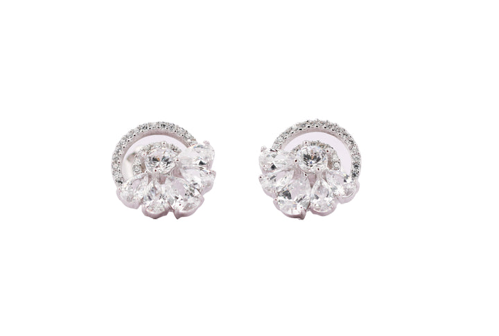 92.5 Sterling Silver Floral Cluster stud  Earrings 11162