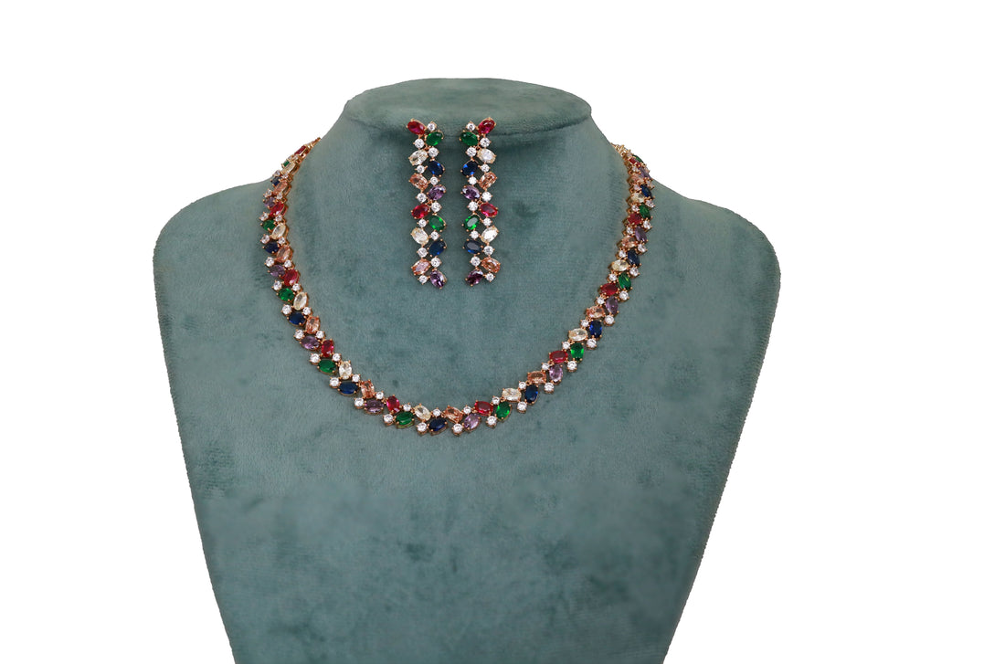 Zircon Glamour Curve Necklace Set 3130