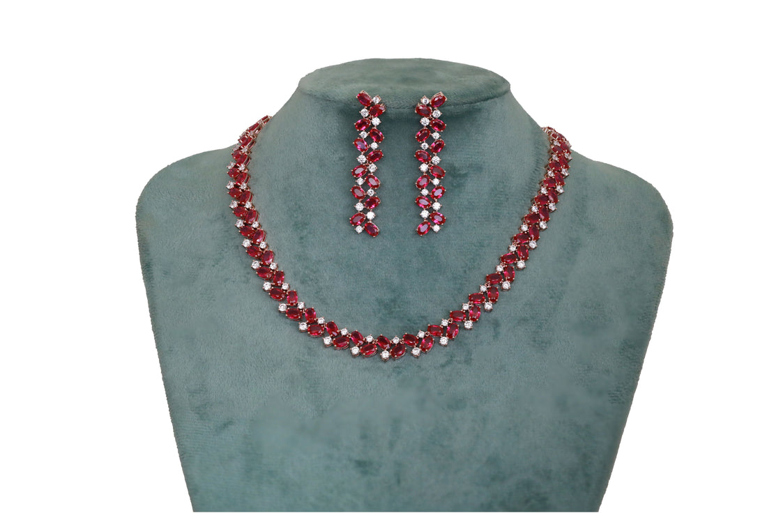 Zircon Glamour Curve Necklace Set 3130