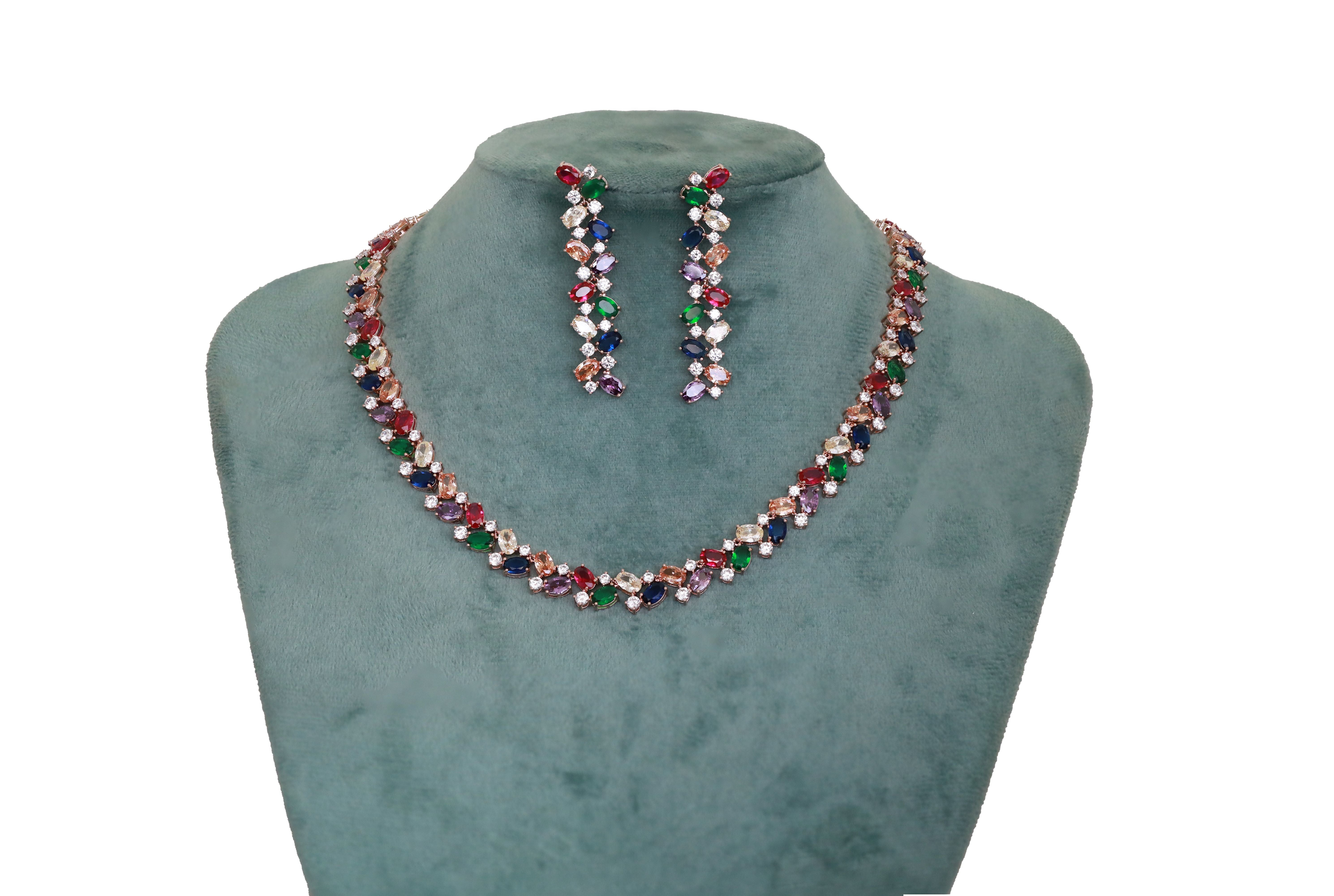Zircon Glamour Curve Necklace Set 3130