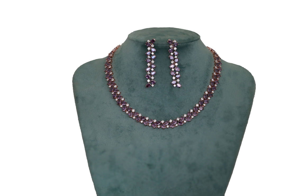 Zircon Glamour Curve Necklace Set 3130