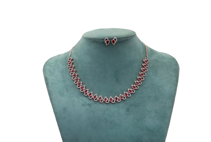Zircon Teardrop Halo Necklace Set 3179