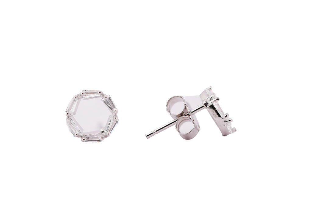 92.5 Sterling Silver Geometric stud  Earrings 11165