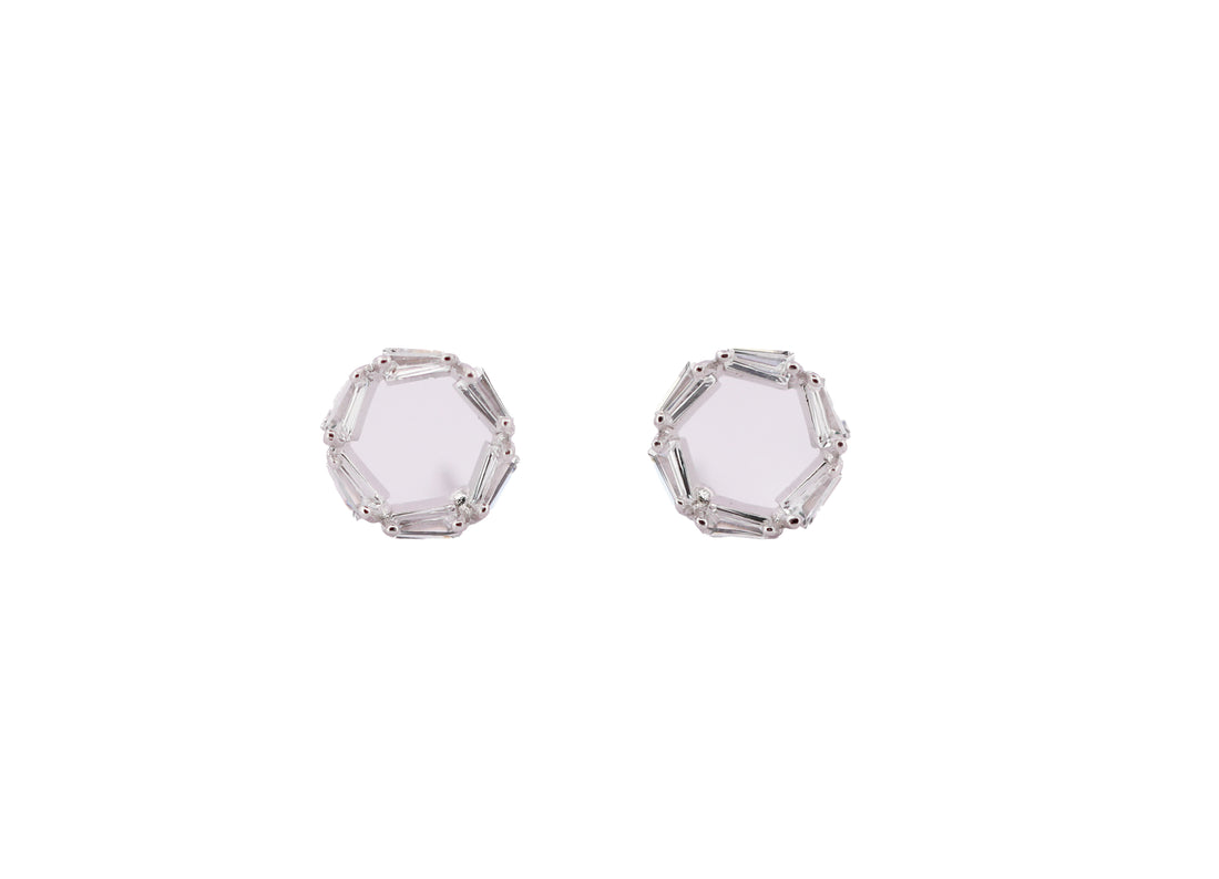 92.5 Sterling Silver Geometric stud  Earrings 11165
