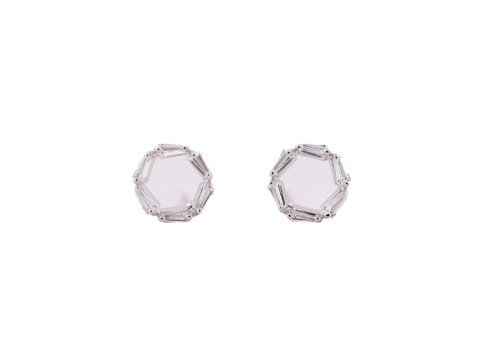 92.5 Sterling Silver Geometric stud  Earrings 11165