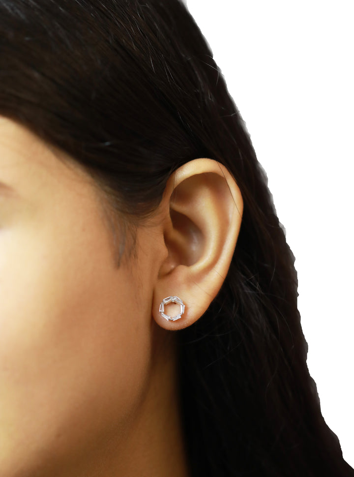 92.5 Sterling Silver Geometric stud  Earrings 11165