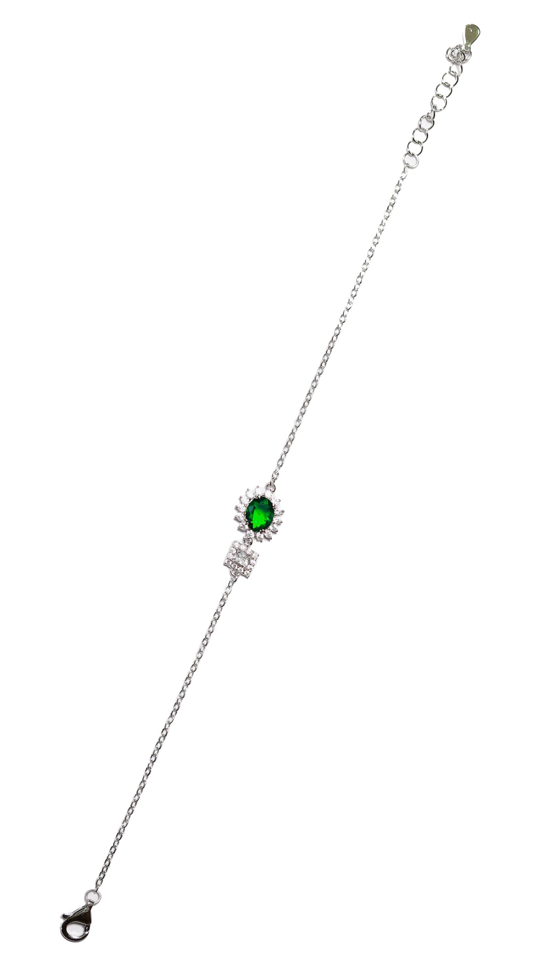 92.5 Sterling Silver Bridal-Style Halo Drop  Chain Pendant Combo Set 15779