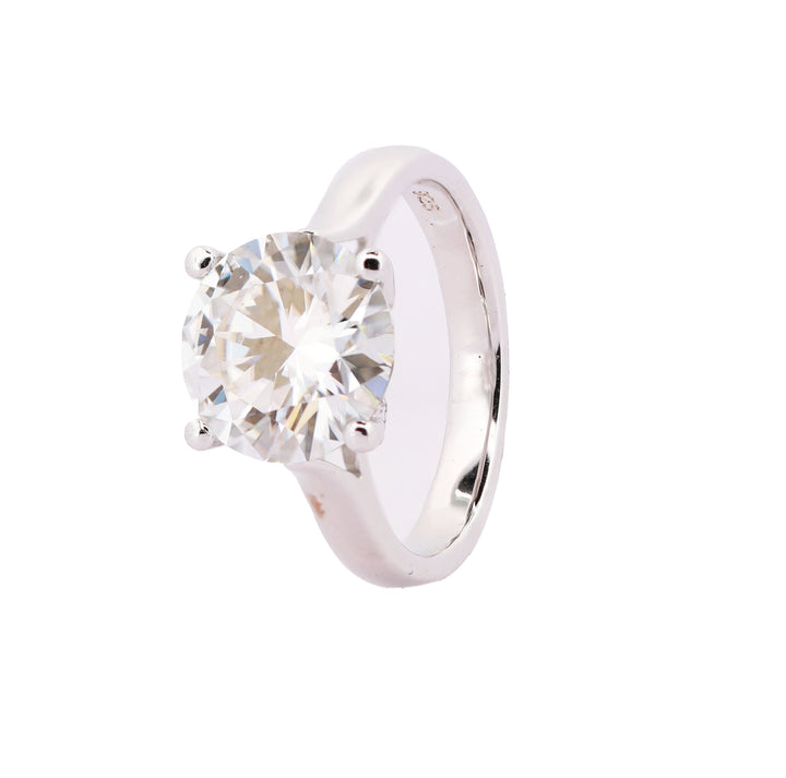 92.5 Sterling Silver Glamour Round Solitaire Finger Ring 6779