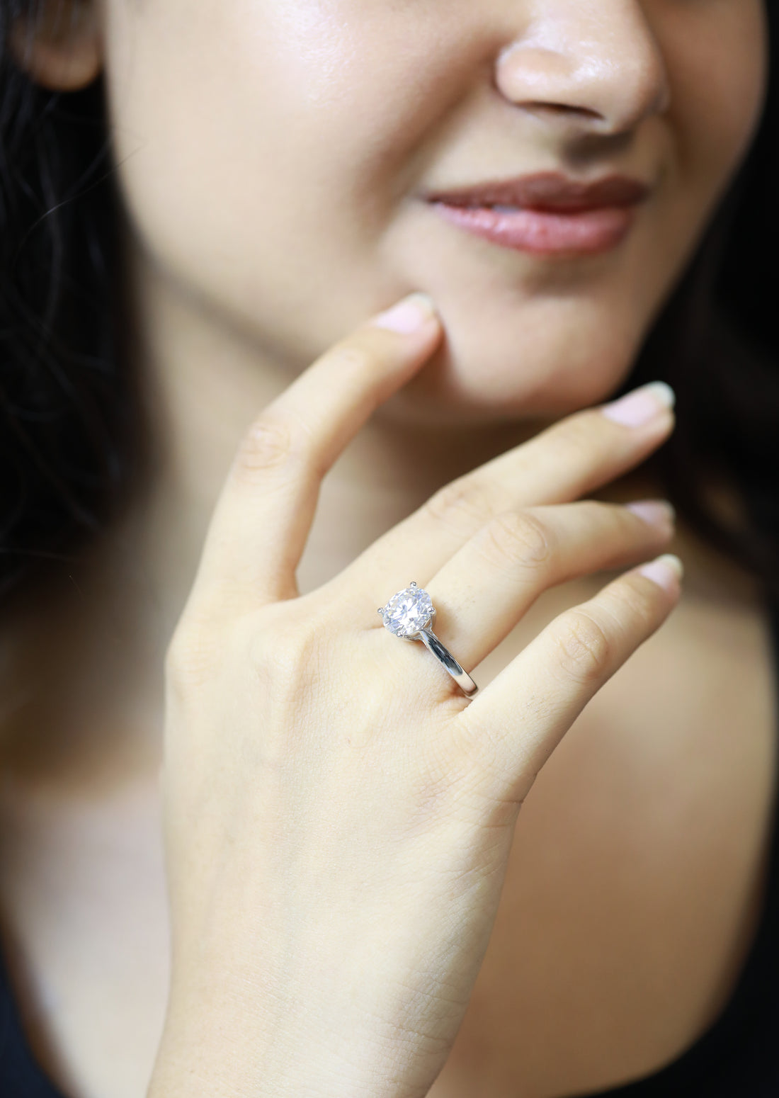 92.5 Sterling Silver Glamour Round Solitaire Finger Ring 6779
