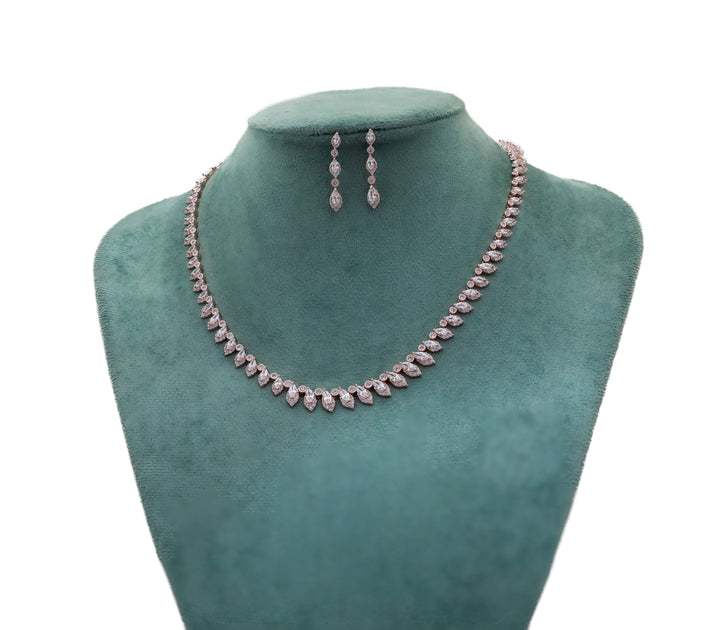 Zircon Royal Leaf Cluster Necklace Set 3220