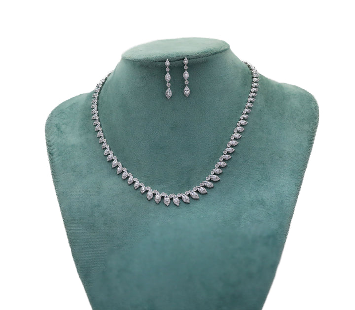 Zircon Royal Leaf Cluster Necklace Set 3220