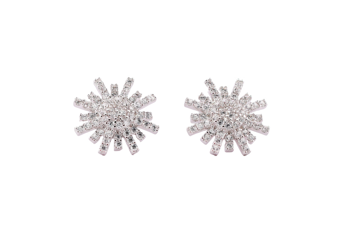 92.5 Sterling Silver Sunburst Stud Earrings 11168